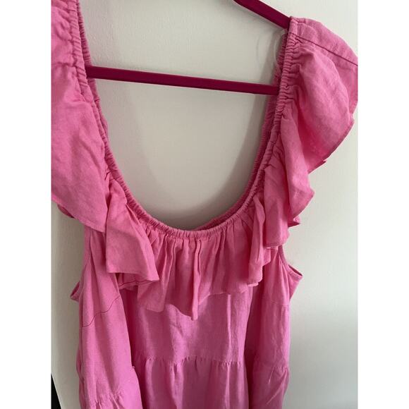 Ava & Viv Women's 2X Pink Linen Boho Maxi Dress/Beach Cover Up w Pockets - Picture 4 of 7